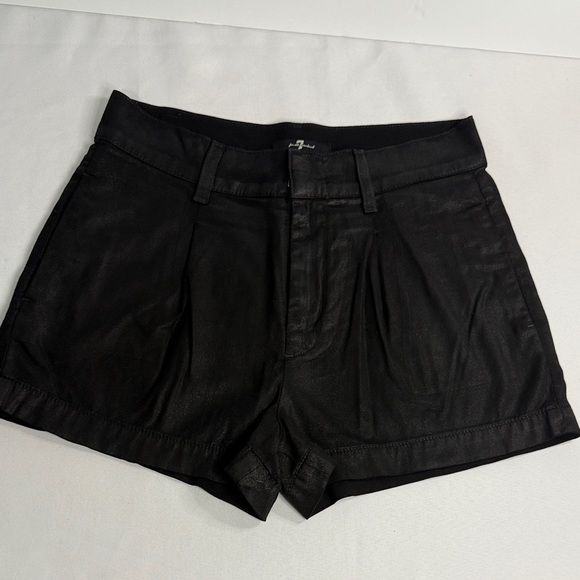 7 For All Mankind Jet Black High Waist Shorts - Picture 1 of 7